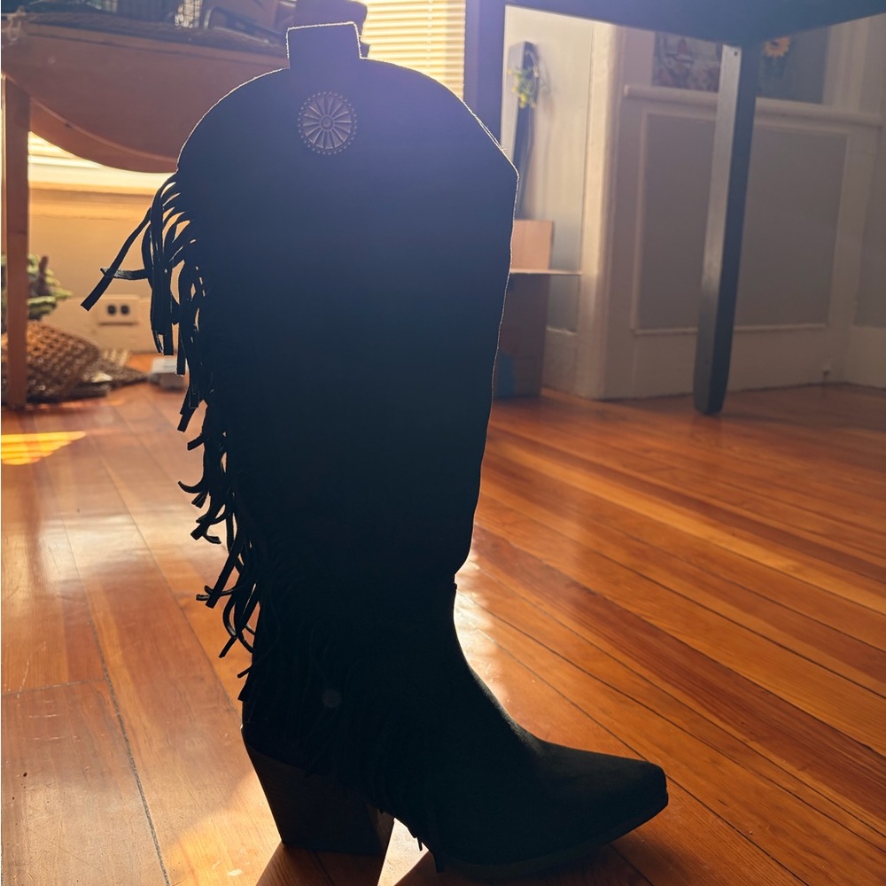 Women's Black Fringe Western Boots